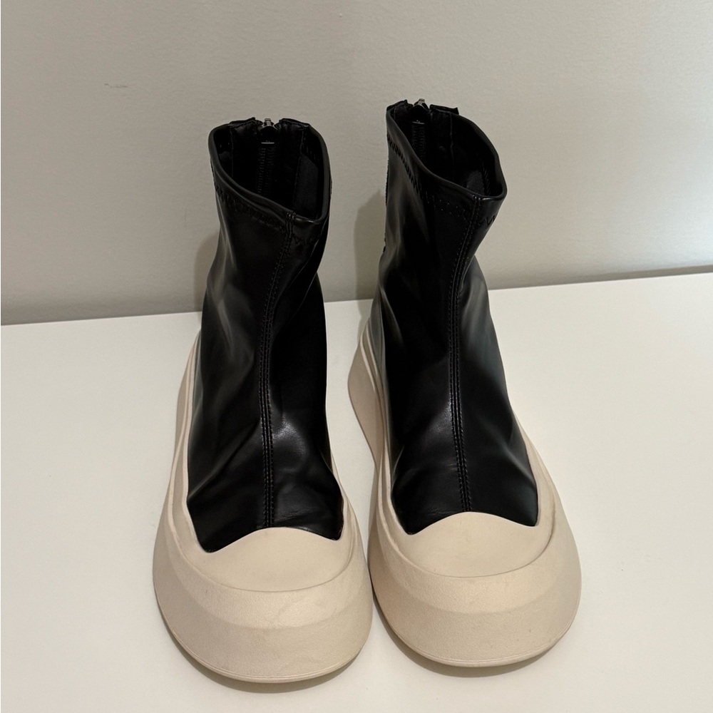 Stylish Black and Cream Ankle Boots